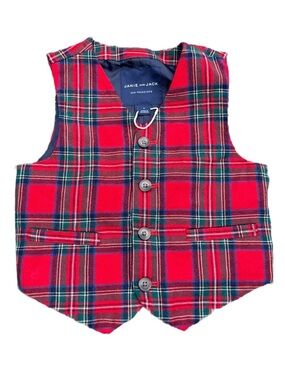 Janie and Jack Red Plaid Kids Vest holiday